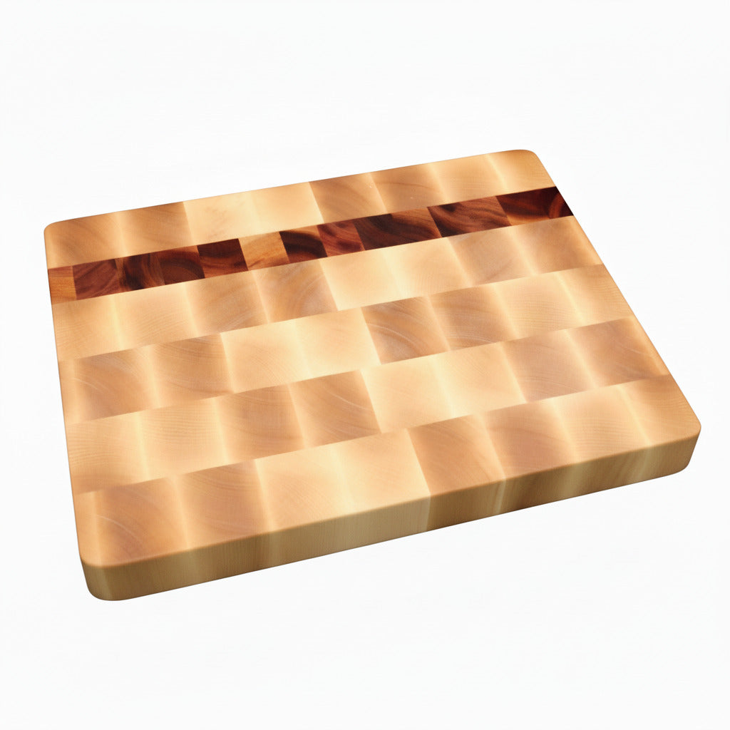 Bergahorn Stirnholzschneidebrett mit Zwetschgen Streifen - Chiemgauer-Schneidebretter